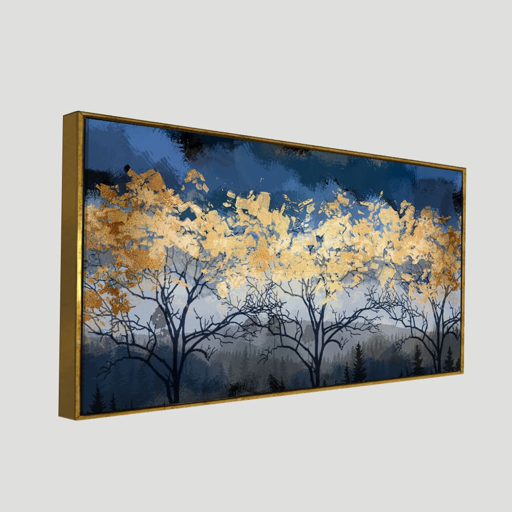Beautiful Golden Tree Abstract Design Premium Canvas Wall Painting - Decor Smart