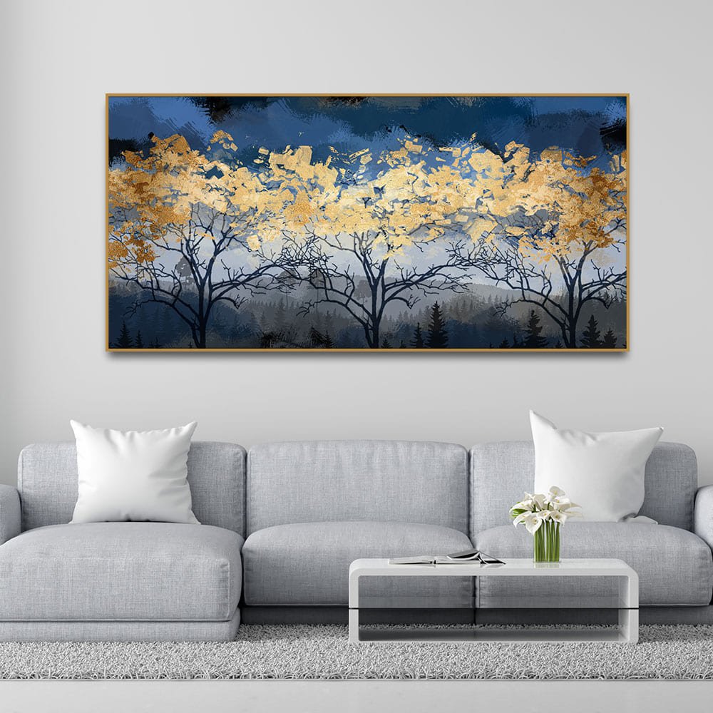 Beautiful Golden Tree Abstract Design Premium Canvas Wall Painting - Decor Smart