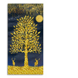 Beautiful Golden Tree and Moon with Deers Premium Canvas Wall Painting - Decor Smart