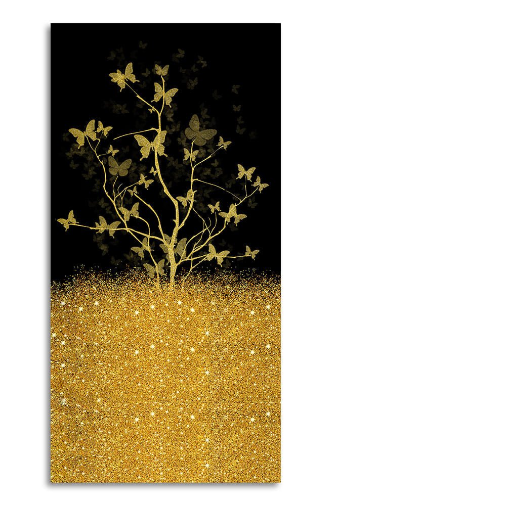 Beautiful Golden Tree Butterfly Premium Canvas Wall Painting - Decor Smart