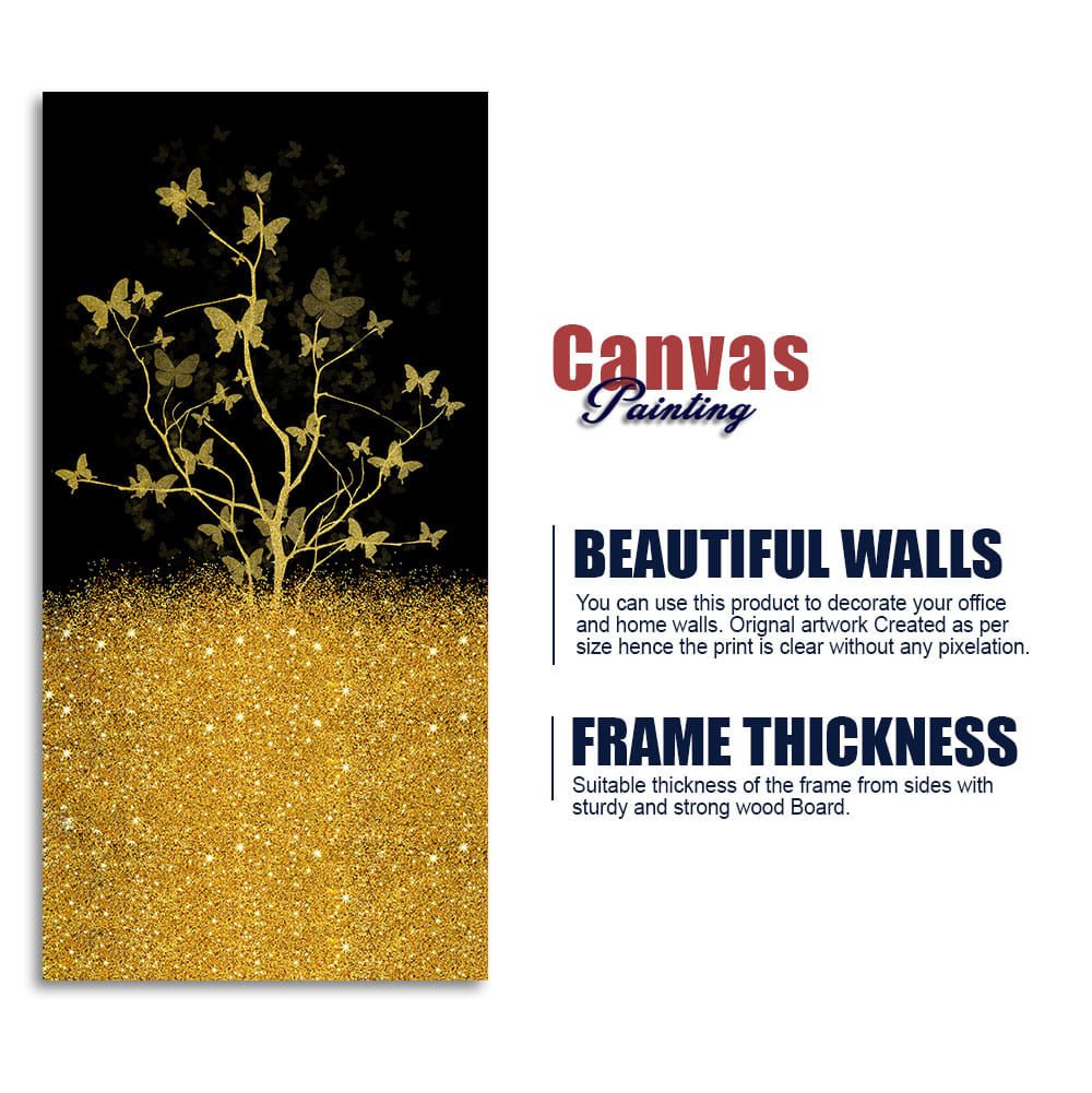 Beautiful Golden Tree Butterfly Premium Canvas Wall Painting - Decor Smart