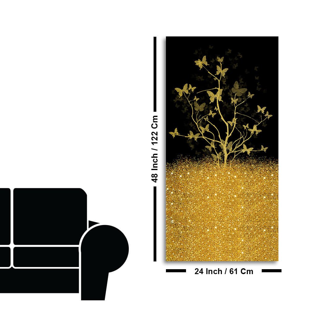 Beautiful Golden Tree Butterfly Premium Canvas Wall Painting - Decor Smart