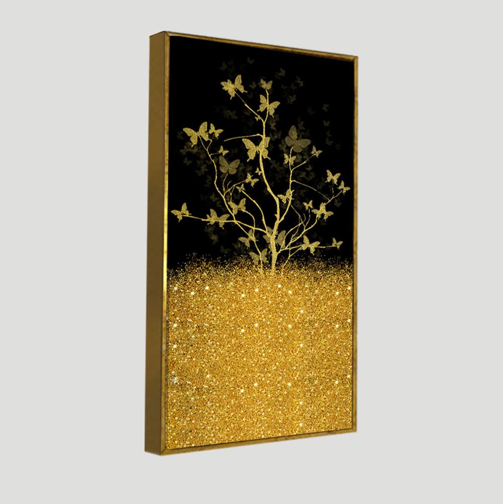 Beautiful Golden Tree Butterfly Premium Canvas Wall Painting - Decor Smart