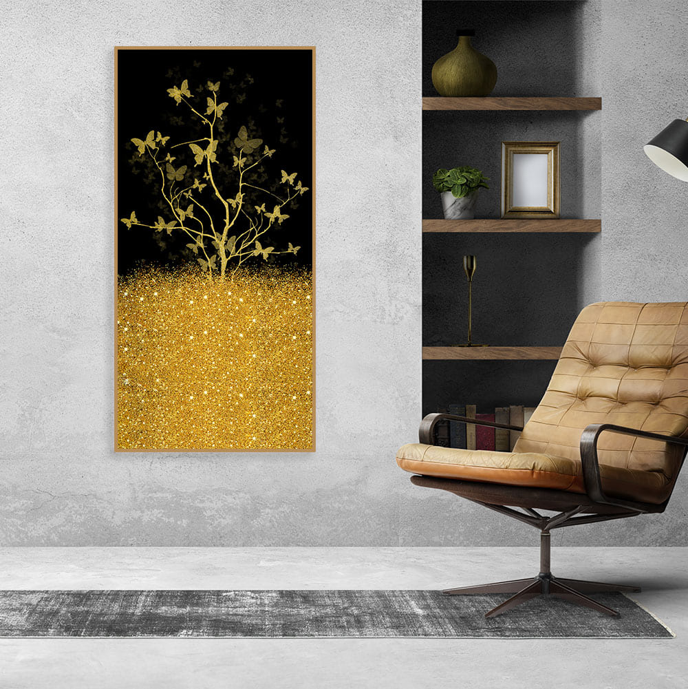 Beautiful Golden Tree Butterfly Premium Canvas Wall Painting - Decor Smart