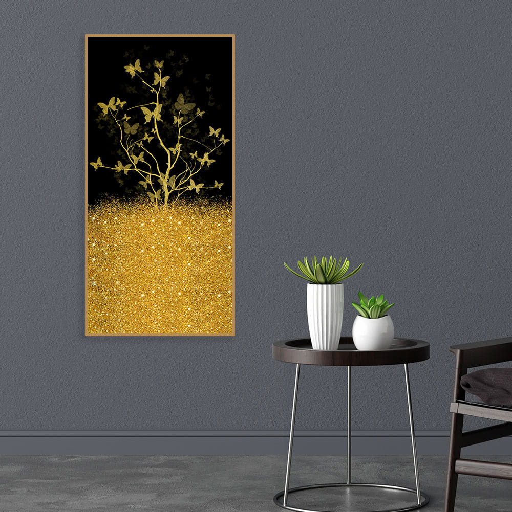 Beautiful Golden Tree Butterfly Premium Canvas Wall Painting - Decor Smart