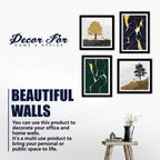 Beautiful Golden Tree with Deer Scenery Wall Frame Set of Four