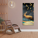 Beautiful Golden Walking Deer Premium Canvas Wall Painting - Decor Smart