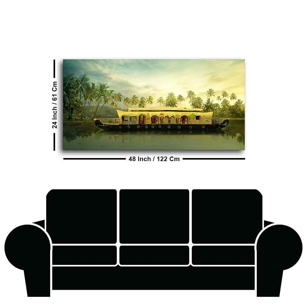 Beautiful House Boat in Kerala Premium Wall Painting - Decor Smart