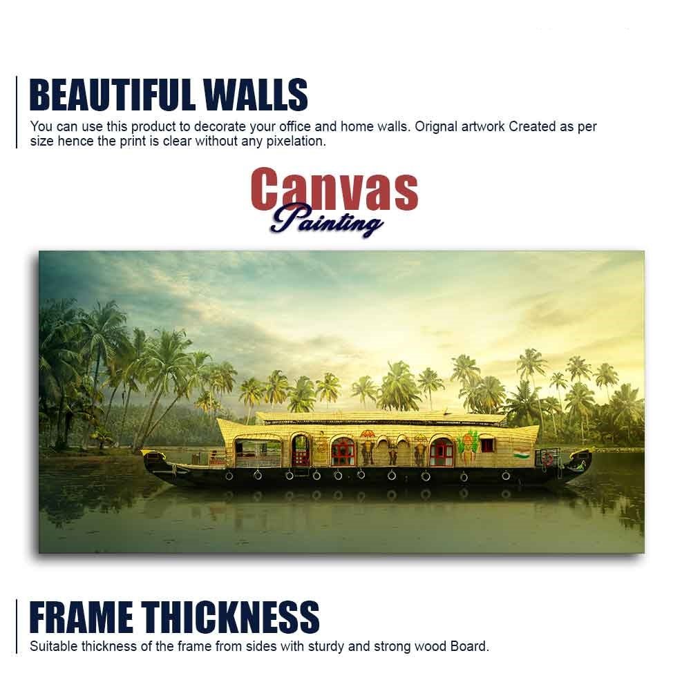 Beautiful House Boat in Kerala Premium Wall Painting - Decor Smart