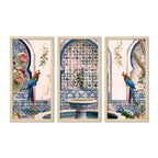 Beautiful Jardin Traditional Mughal Art Wooden Wall Frame Set of Three