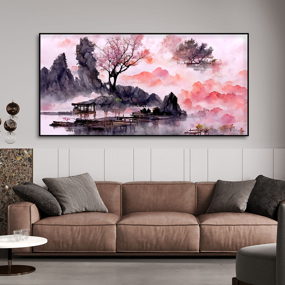 Beautiful Lake View Watercolor Art Canvas Wall Painting - Decor Smart