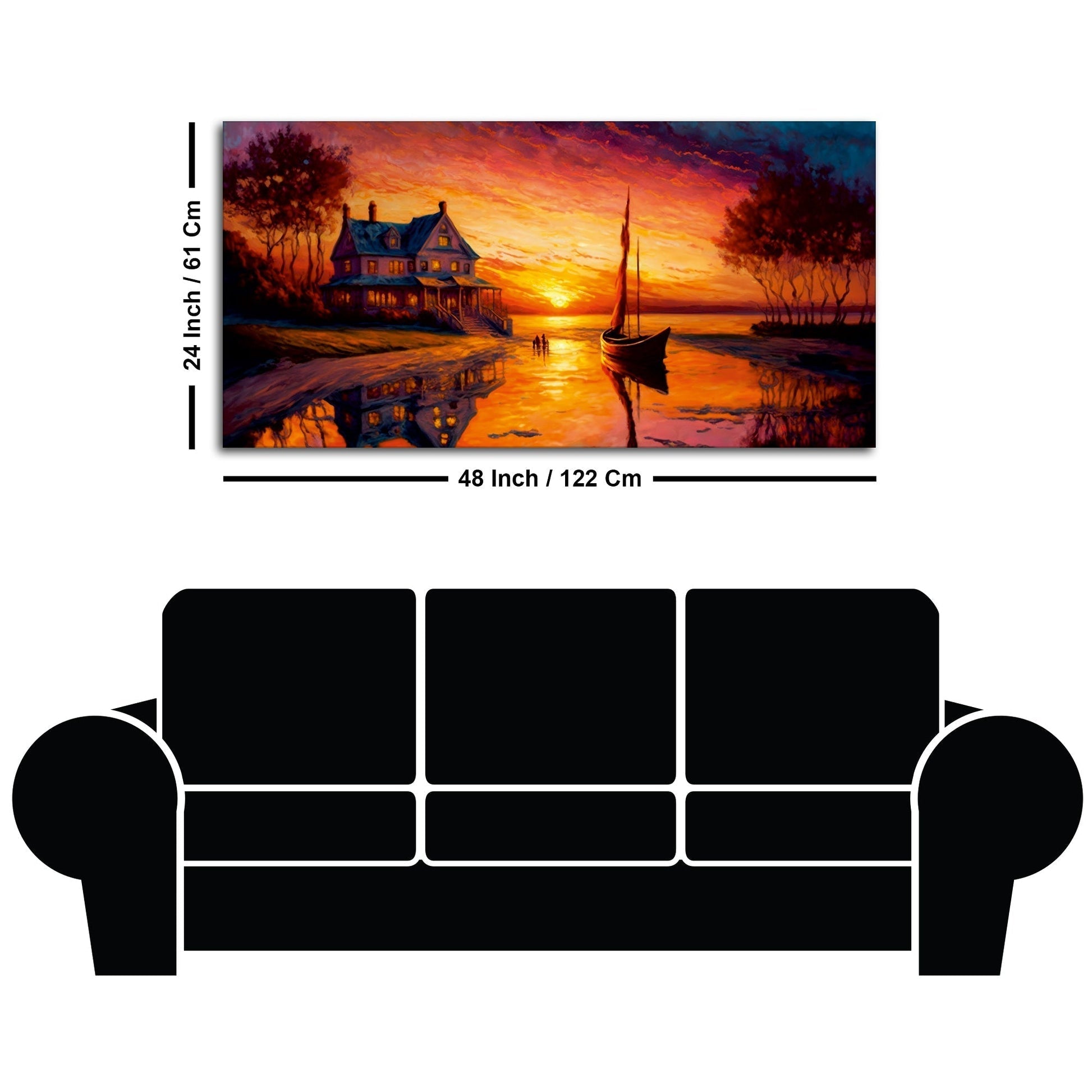 Beautiful Lake with A Sunset View Canvas Wall Painting - Decor Smart