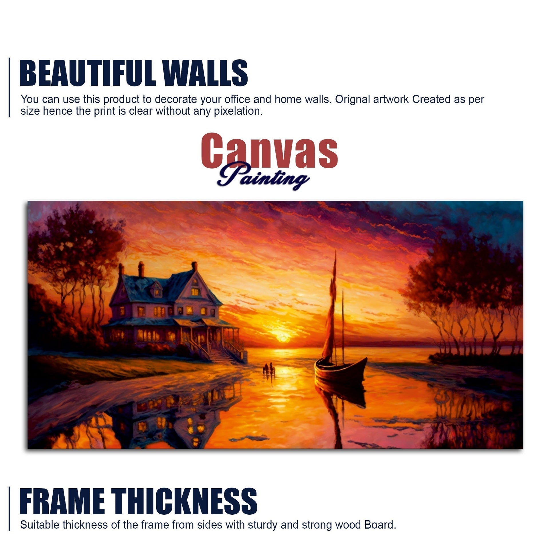 Beautiful Lake with A Sunset View Canvas Wall Painting - Decor Smart