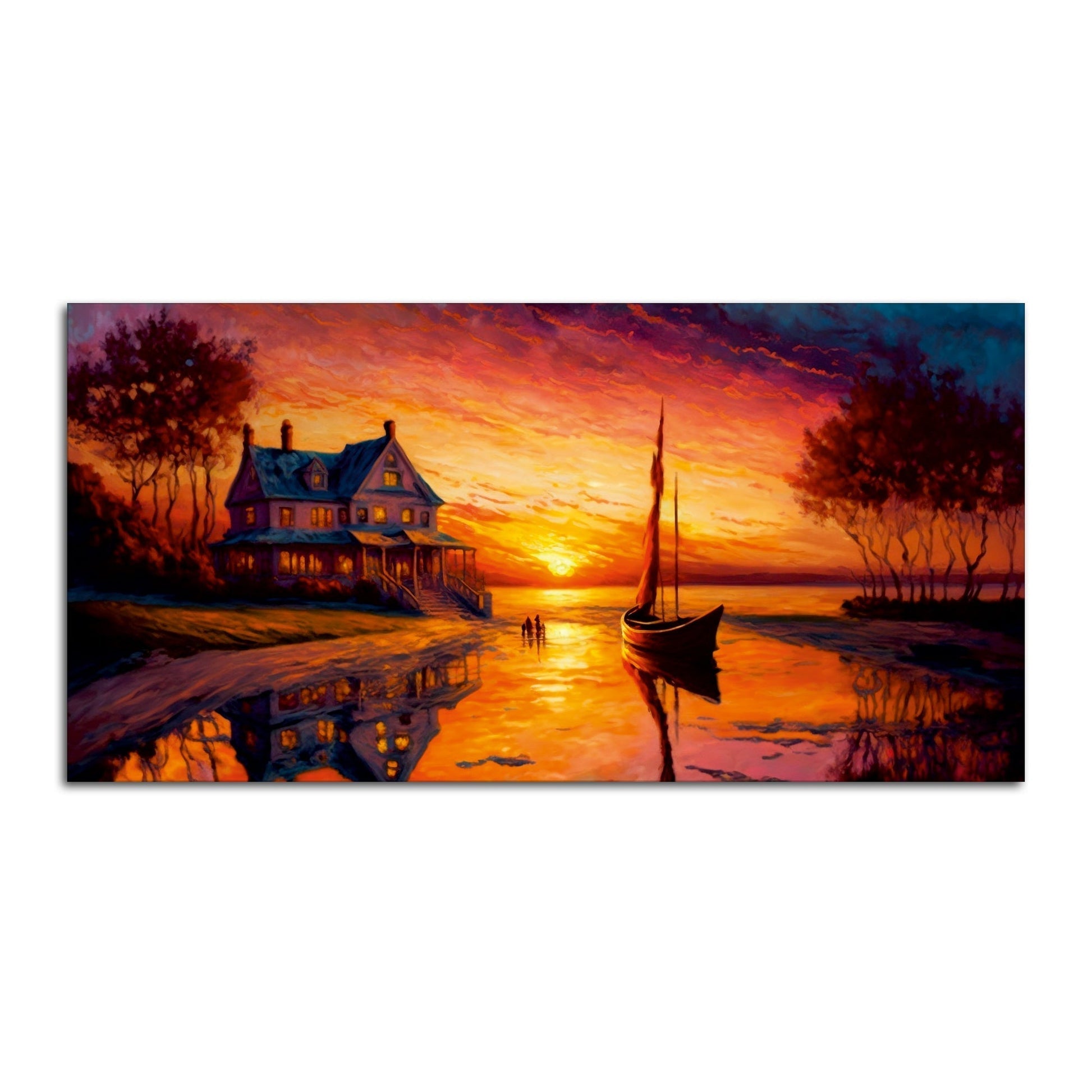 Beautiful Lake with A Sunset View Canvas Wall Painting - Decor Smart