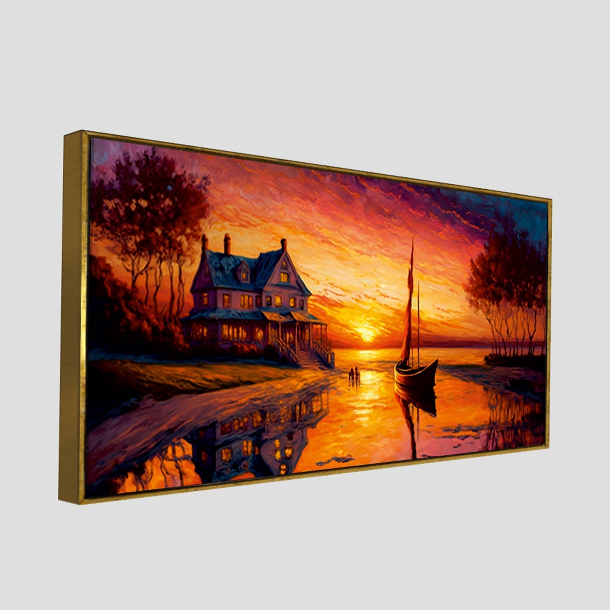 Beautiful Lake with A Sunset View Canvas Wall Painting - Decor Smart