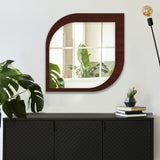 Beautiful Leaf Shape Design Decorative Wooden Wall Mirror - Decor Smart