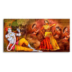 Beautiful Lord Krishna Sitting Under the Tree Premium Canvas Wall Painting