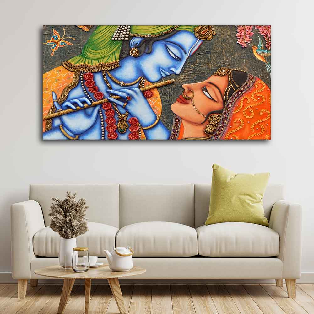 Beautiful Lord Radha Krishna Canvas Big Wall Painting Wall Art - Decor Smart