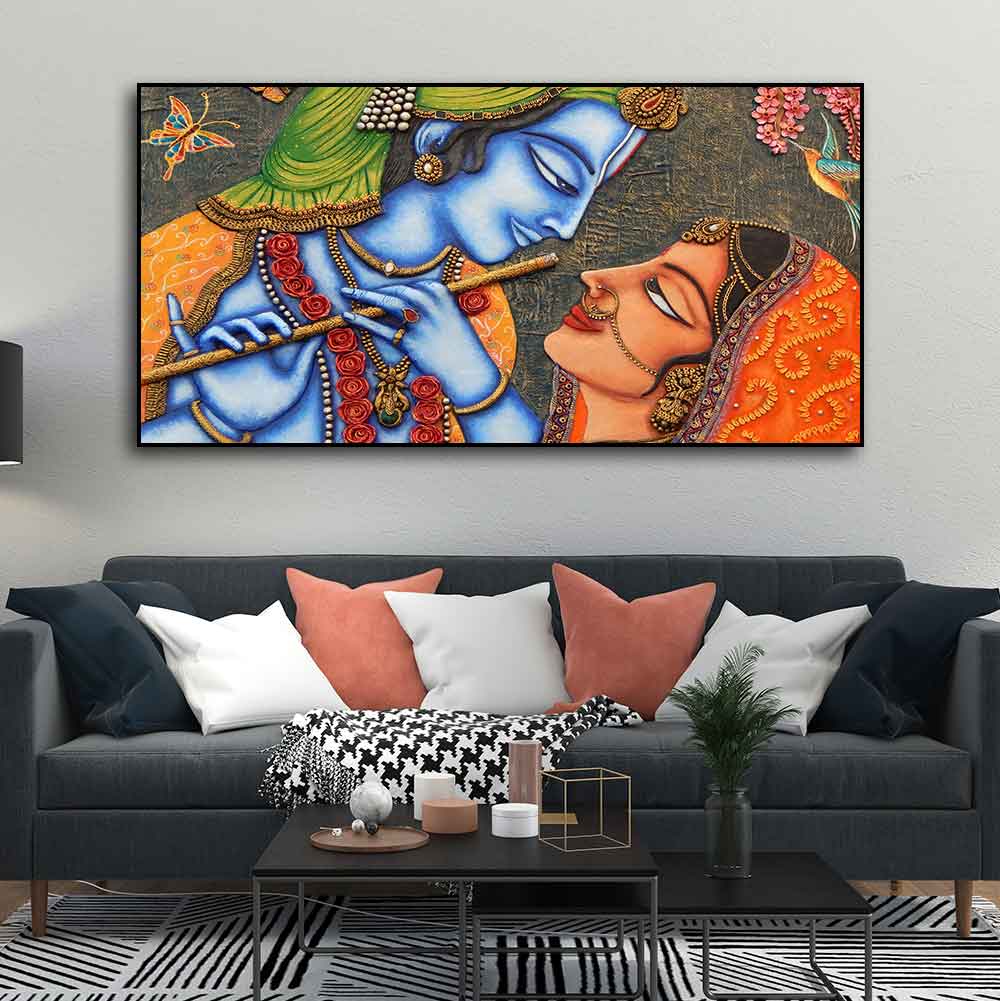 Beautiful Lord Radha Krishna Canvas Big Wall Painting Wall Art - Decor Smart