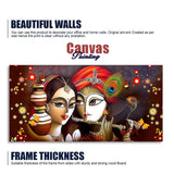 Beautiful Lord Radha Krishna with Flute Canvas Wall Painting - Decor Smart