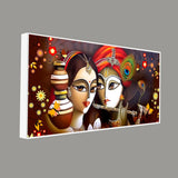 Beautiful Lord Radha Krishna with Flute Canvas Wall Painting - Decor Smart