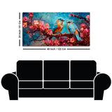 Beautiful Love Birds on a Branch with Pink Flowers – Canvas Art by Decor Smart