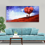 Beautiful Love Tree of Hearts with Couple Canvas Wall Painting