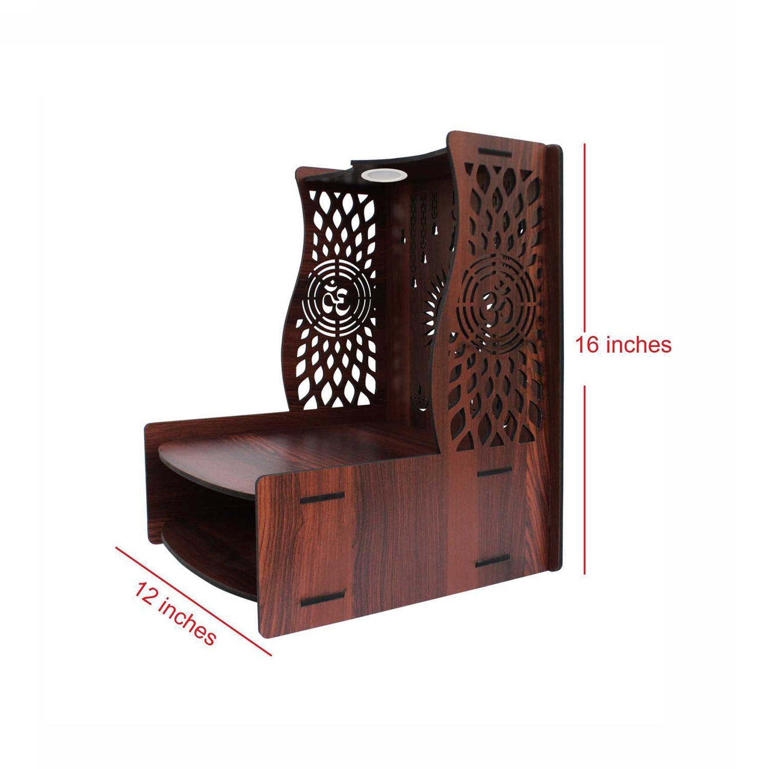 Beautiful Luxurious Wooden Pooja Mandir with LED Lighting - Decor Smart