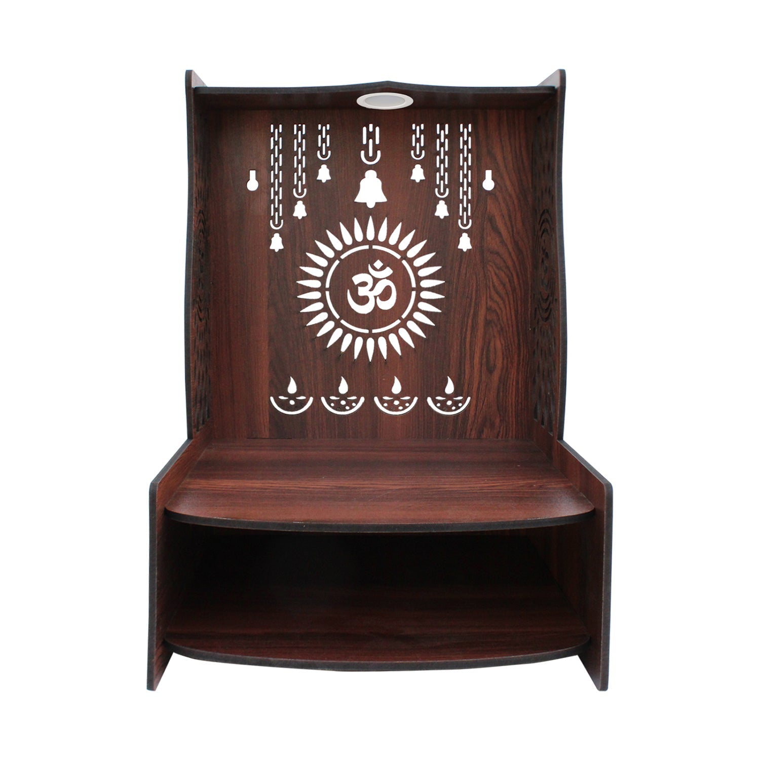 Beautiful Luxurious Wooden Pooja Mandir with LED Lighting - Decor Smart
