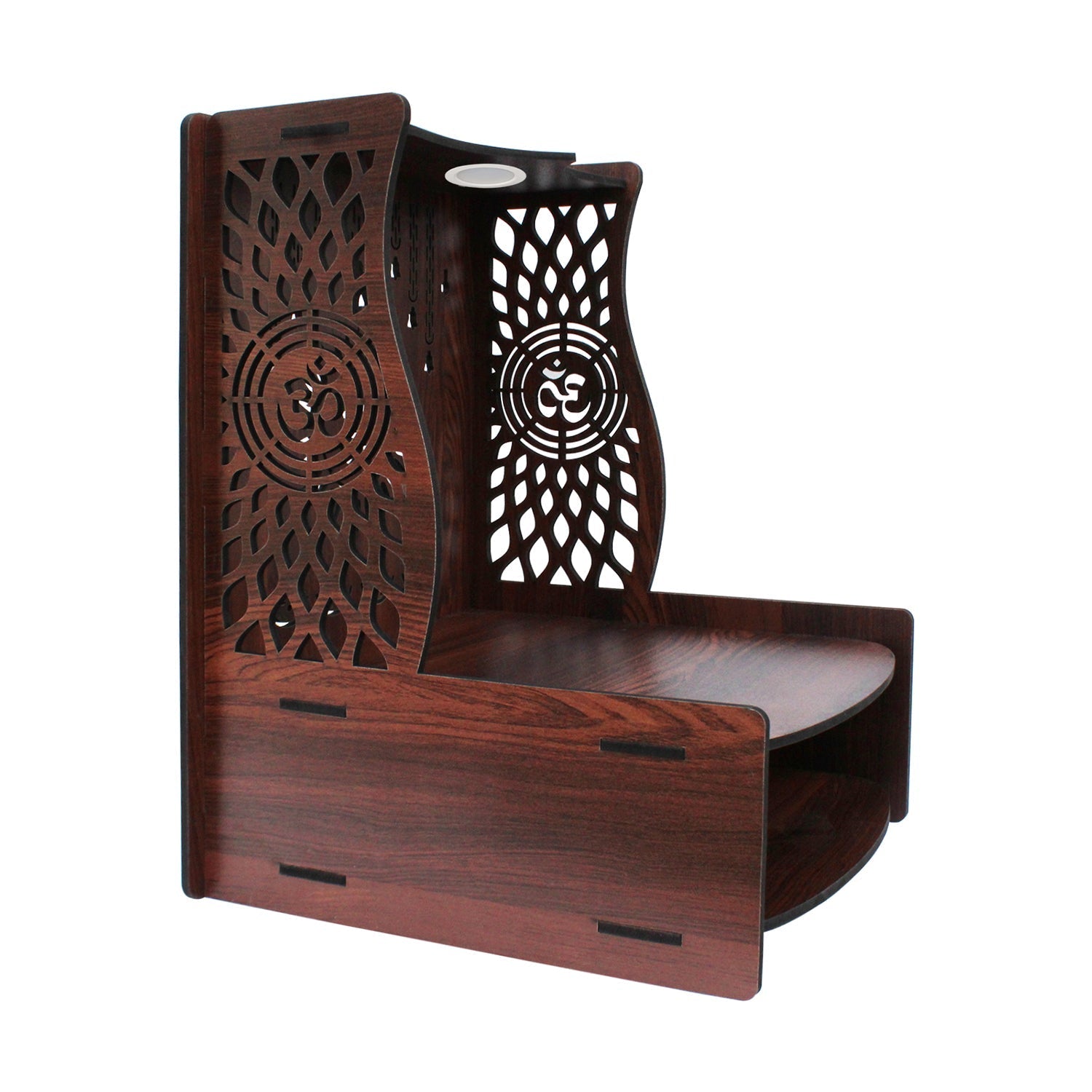 Beautiful Luxurious Wooden Pooja Mandir with LED Lighting - Decor Smart