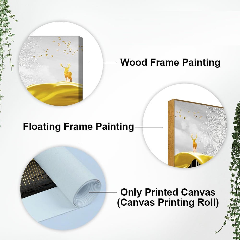 Beautiful Luxury Modern Art of Trees and Deer Premium Wall Painting - Decor Smart