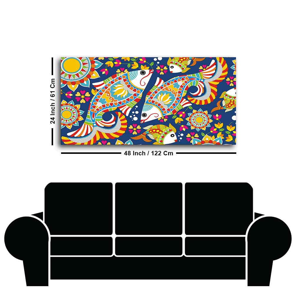 Beautiful Madhubani Art Canvas Wall Painting - Decor Smart