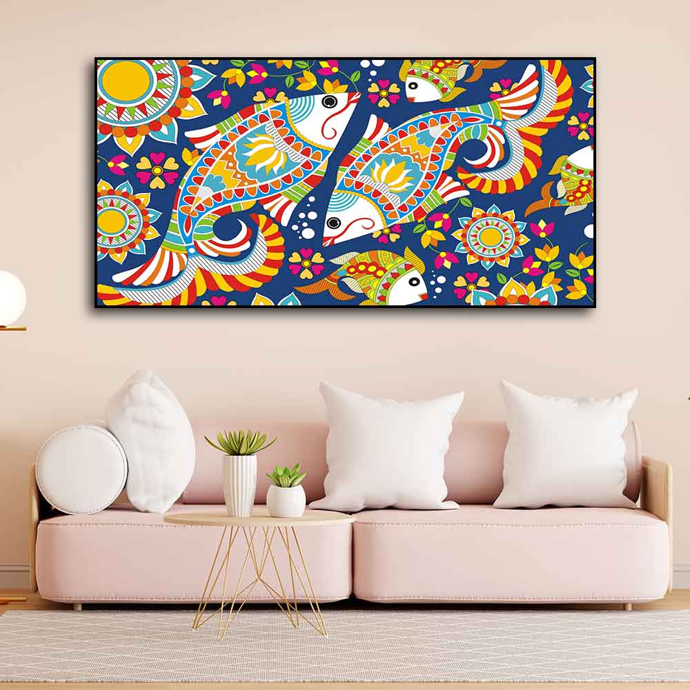 Beautiful Madhubani Art Canvas Wall Painting - Decor Smart