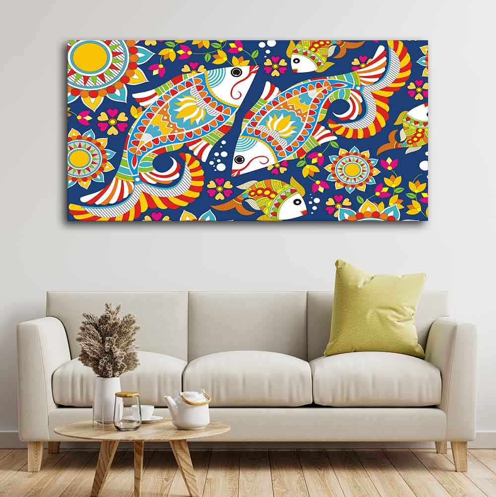 Beautiful Madhubani Art Canvas Wall Painting - Decor Smart