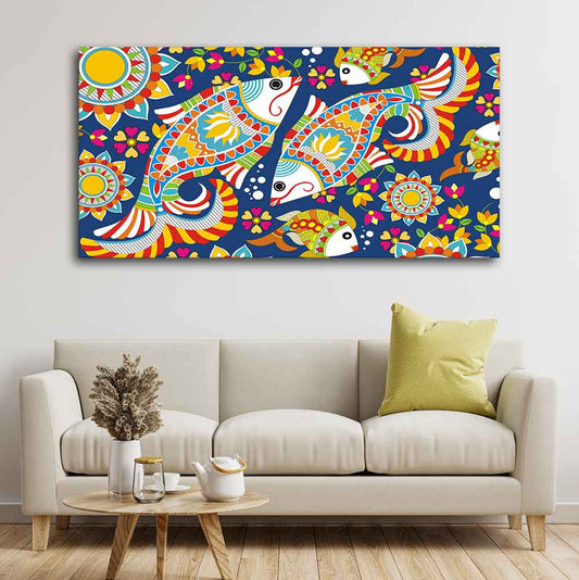 Beautiful Madhubani Art Canvas Wall Painting - Decor Smart