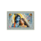 Beautiful Modern Art Radha Krishna Floral Border Canvas Wall Painting