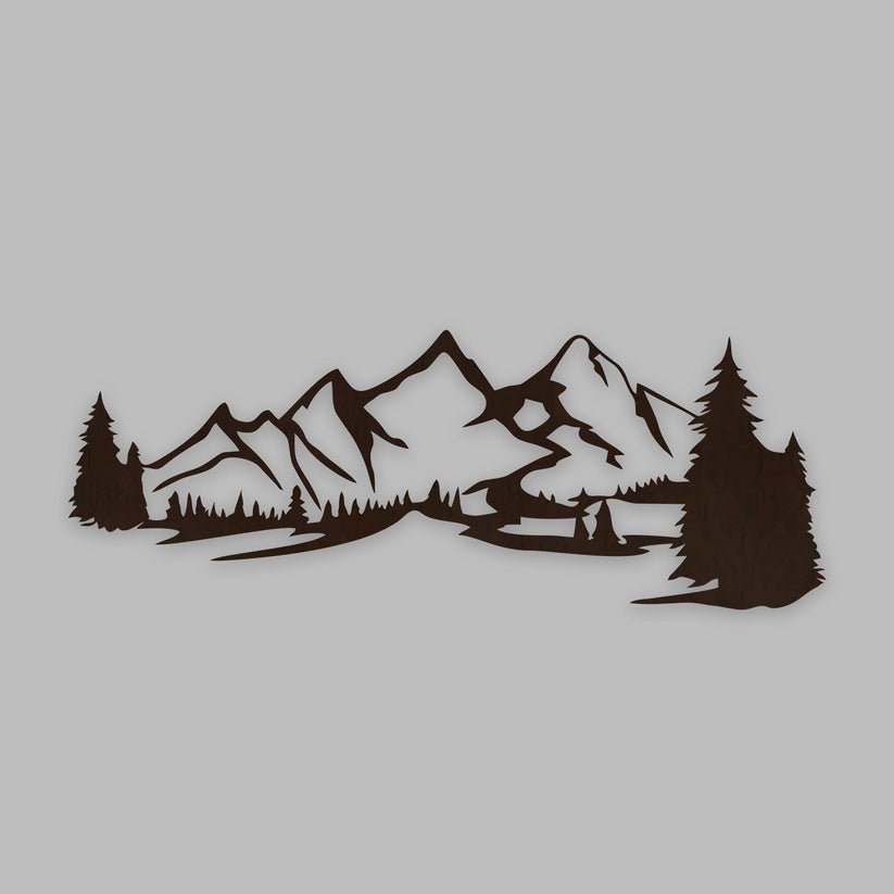 Beautiful Mountain Scenery Backlit Wooden Wall Decor with LED Night Light Walnut Finish - Decor Smart