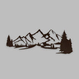 Beautiful Mountain Scenery Backlit Wooden Wall Decor with LED Night Light Walnut Finish - Decor Smart