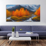 Beautiful Mountains with Autumn foliage of Trees Canvas Wall Painting - Decor Smart