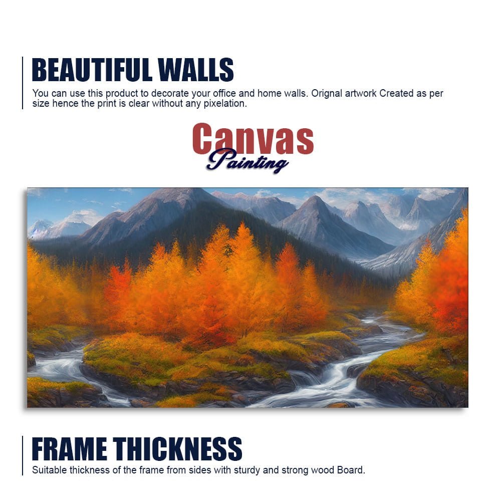 Beautiful Mountains with Autumn foliage of Trees Canvas Wall Painting - Decor Smart