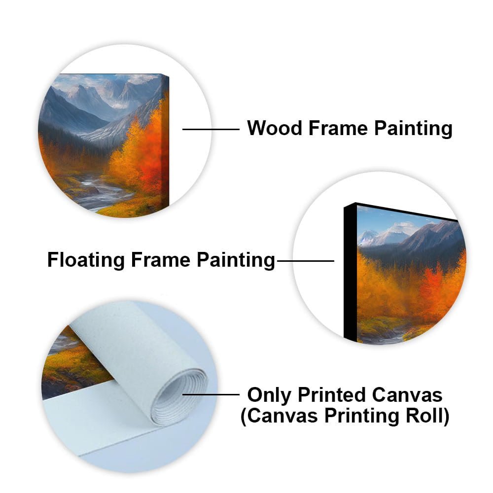 Beautiful Mountains with Autumn foliage of Trees Canvas Wall Painting - Decor Smart