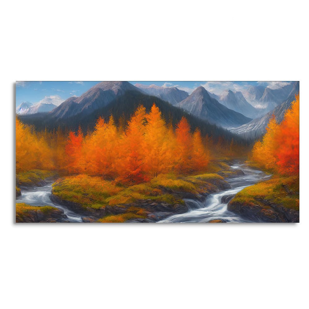 Beautiful Mountains with Autumn foliage of Trees Canvas Wall Painting - Decor Smart