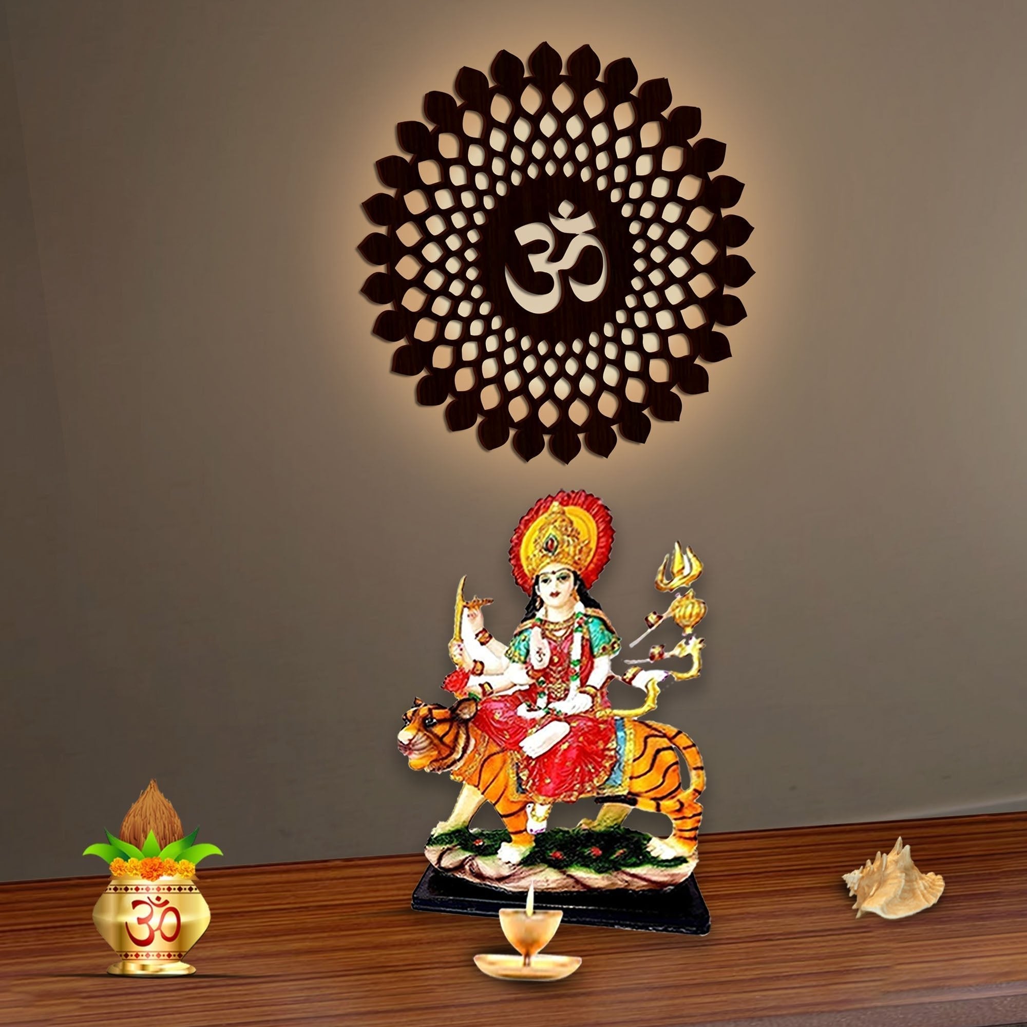 Beautiful OM Mandala Backlit with LED Wooden Wall Hanging - Decor Smart