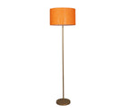 Beautiful Orange Color Metal Floor Lamp with Golden Base and Oval Shade