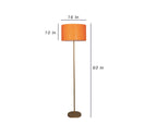 Beautiful Orange Color Metal Floor Lamp with Golden Base and Oval Shade