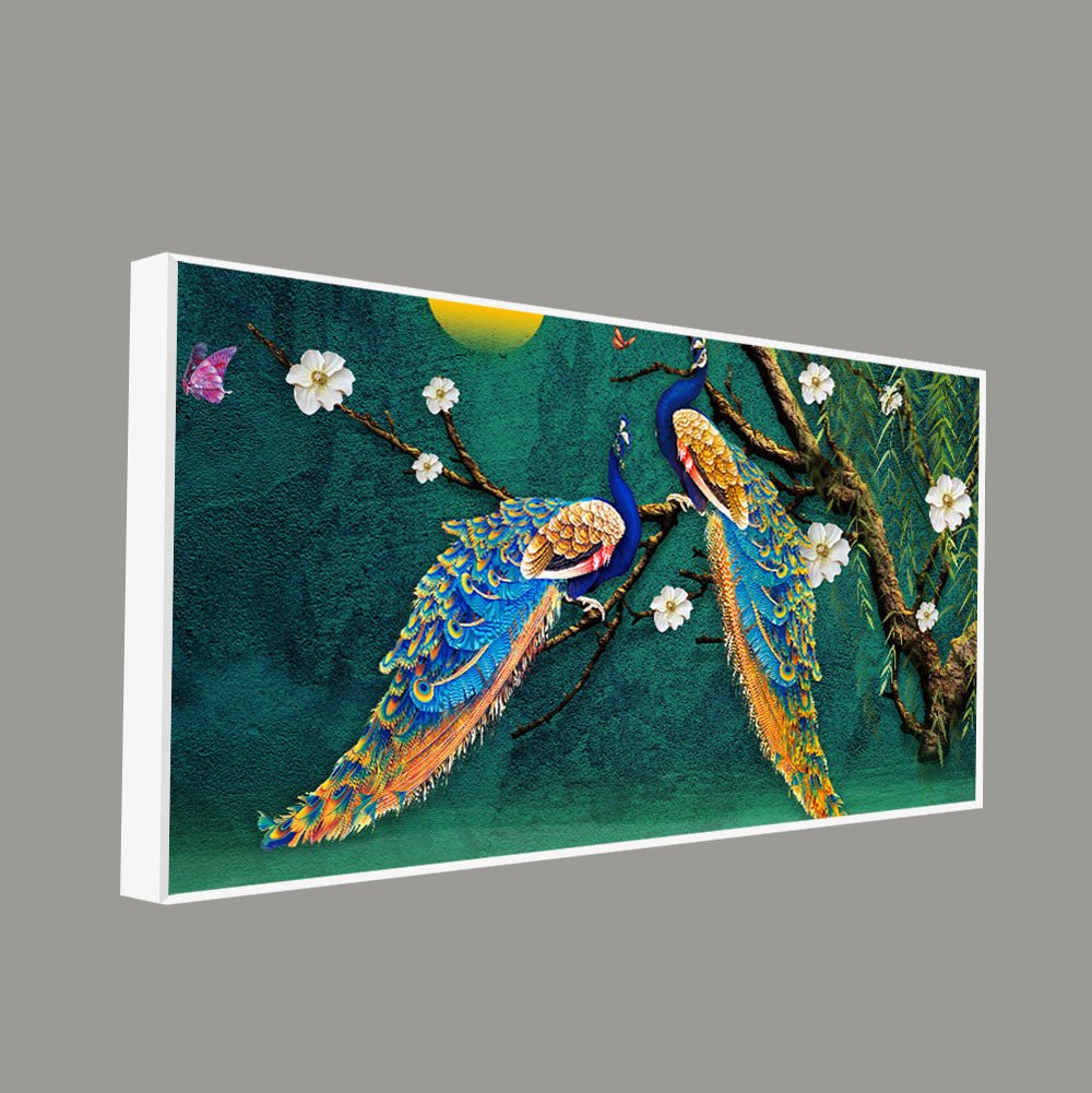 Beautiful Pair of Peacock Canvas Wall Painting - Decor Smart