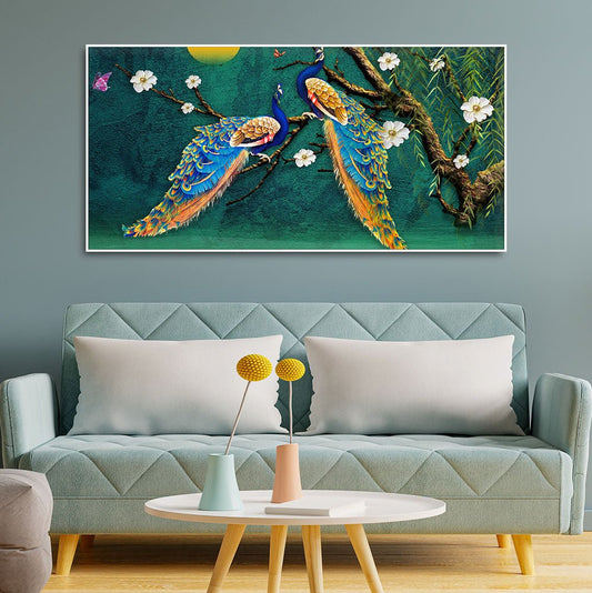Beautiful Pair of Peacock Canvas Wall Painting - Decor Smart
