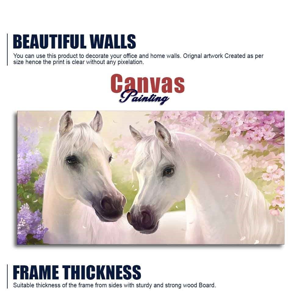Beautiful Pair of White Horses Premium Wall Painting - Decor Smart
