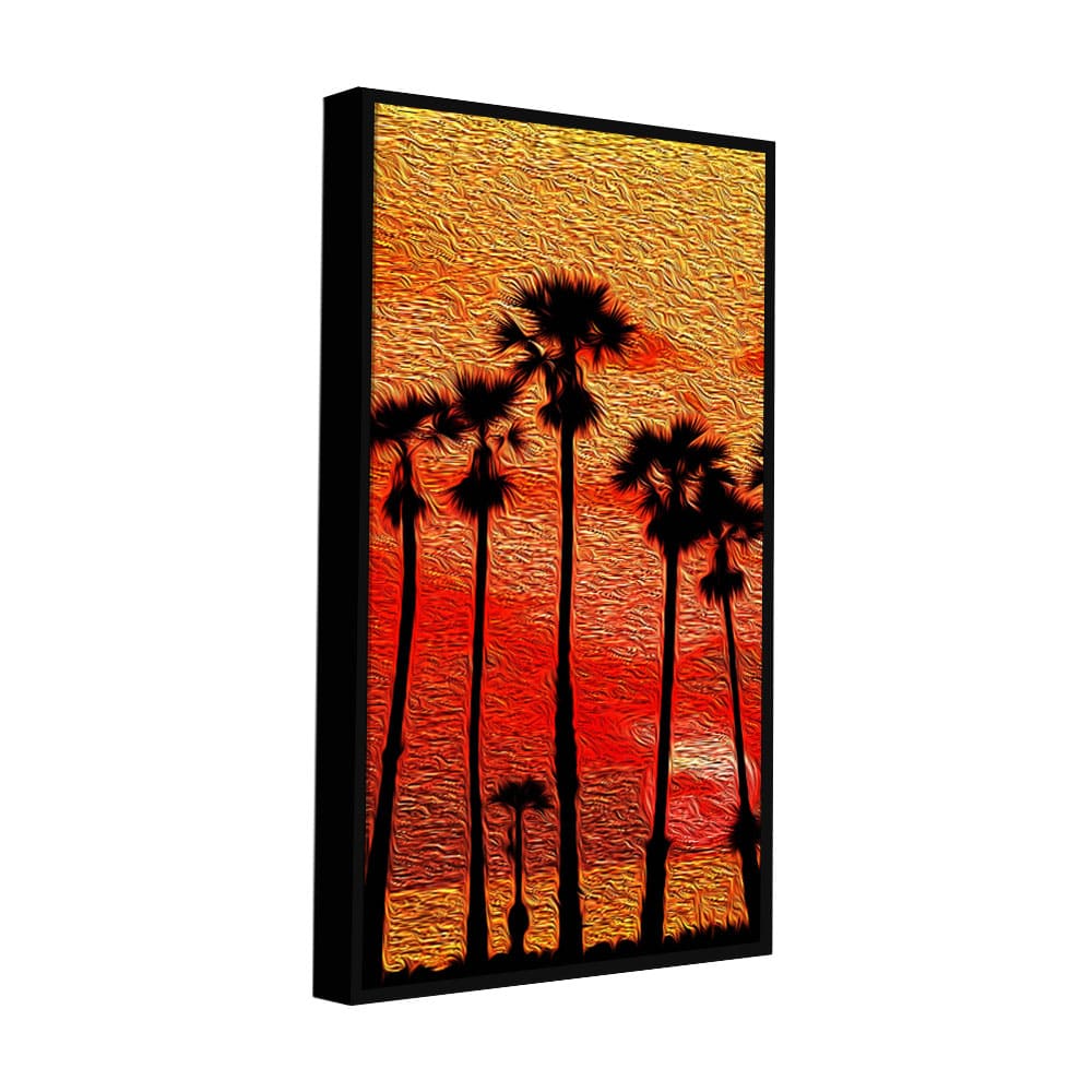 Beautiful Palm Tree at Sunset Canvas Wall Painting - Decor Smart
