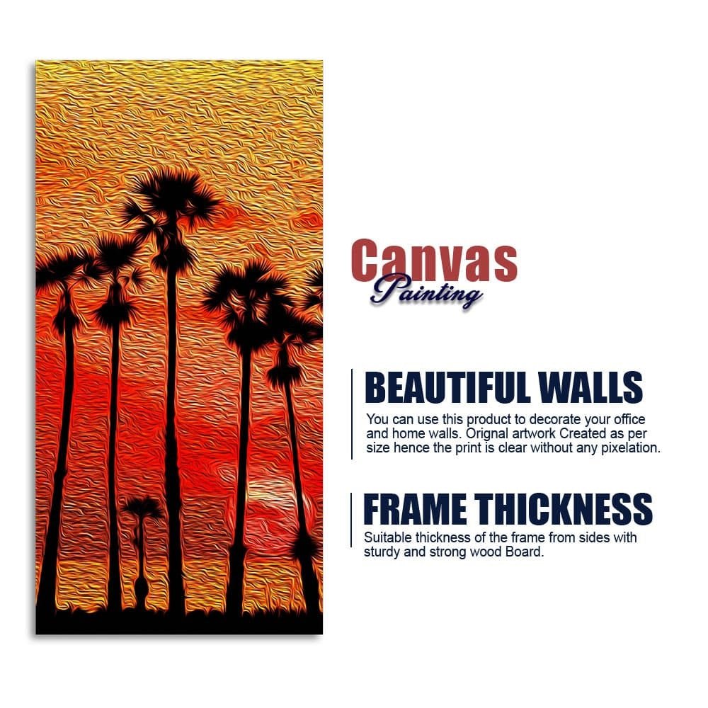 Beautiful Palm Tree at Sunset Canvas Wall Painting - Decor Smart